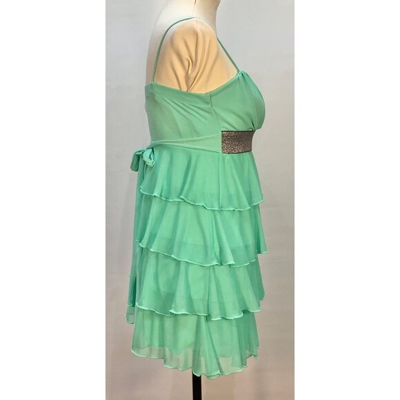 Y2K Long Tank Top - Mini  Dress Size Medium Tiered Milkmaid Top Mint Green - Picture 2 of 5